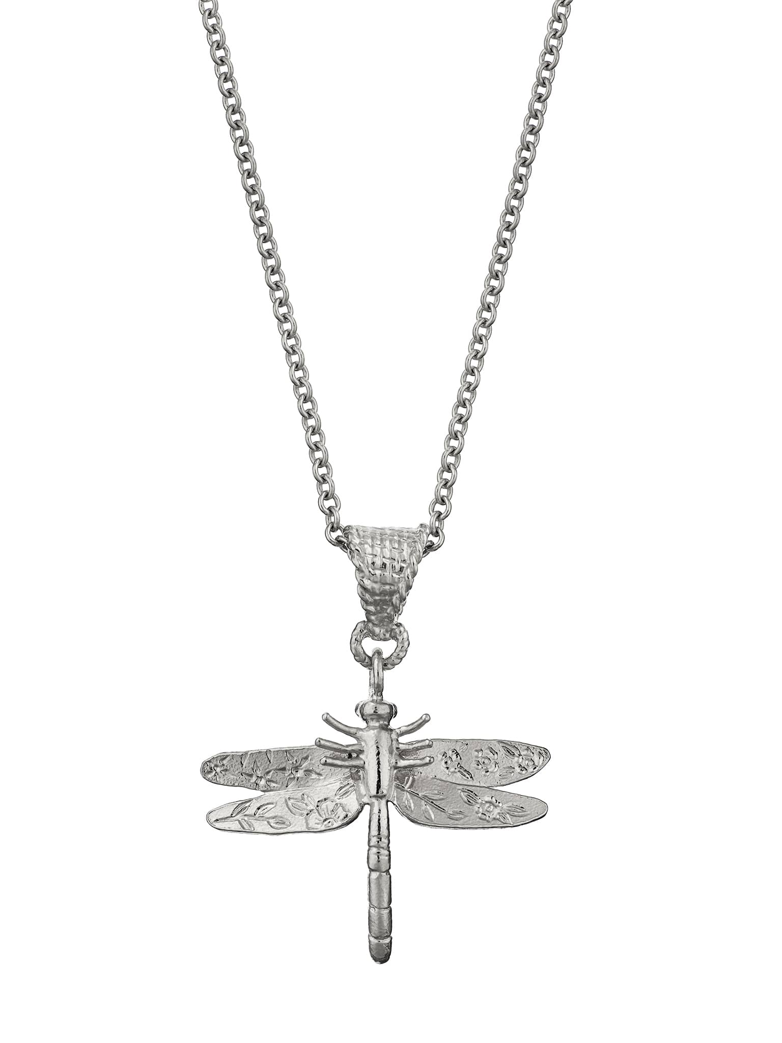 Engraved Dragonfly Pendant Necklace - image 8 | silver
