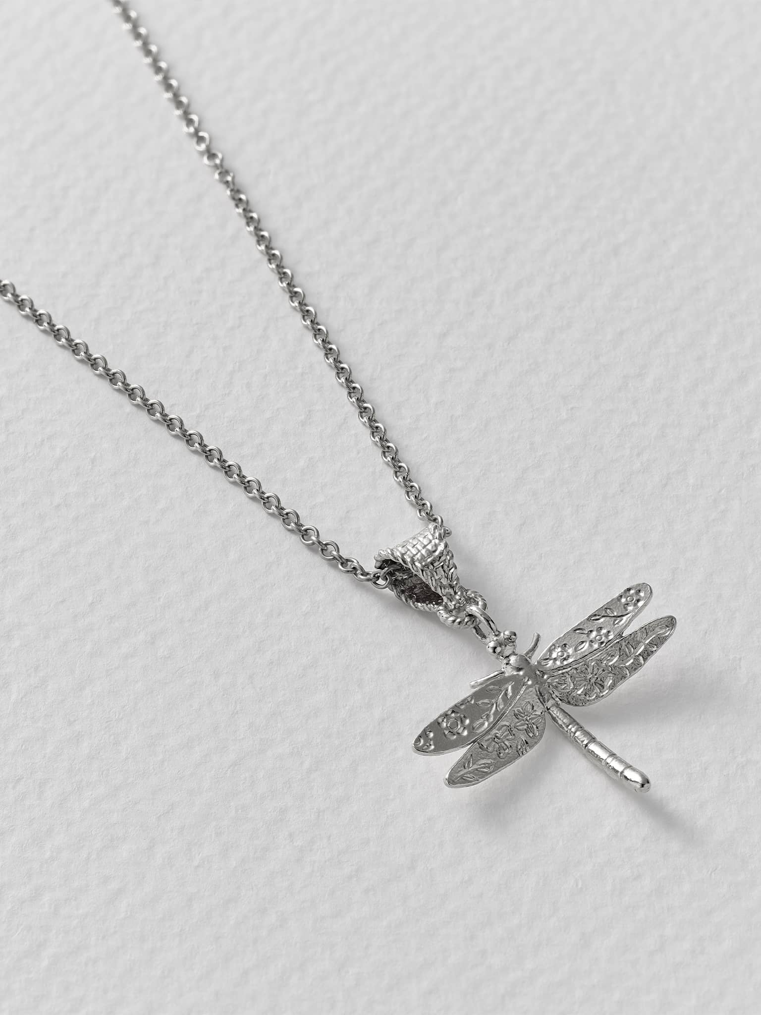 Engraved Dragonfly Pendant Necklace - image 7 | silver