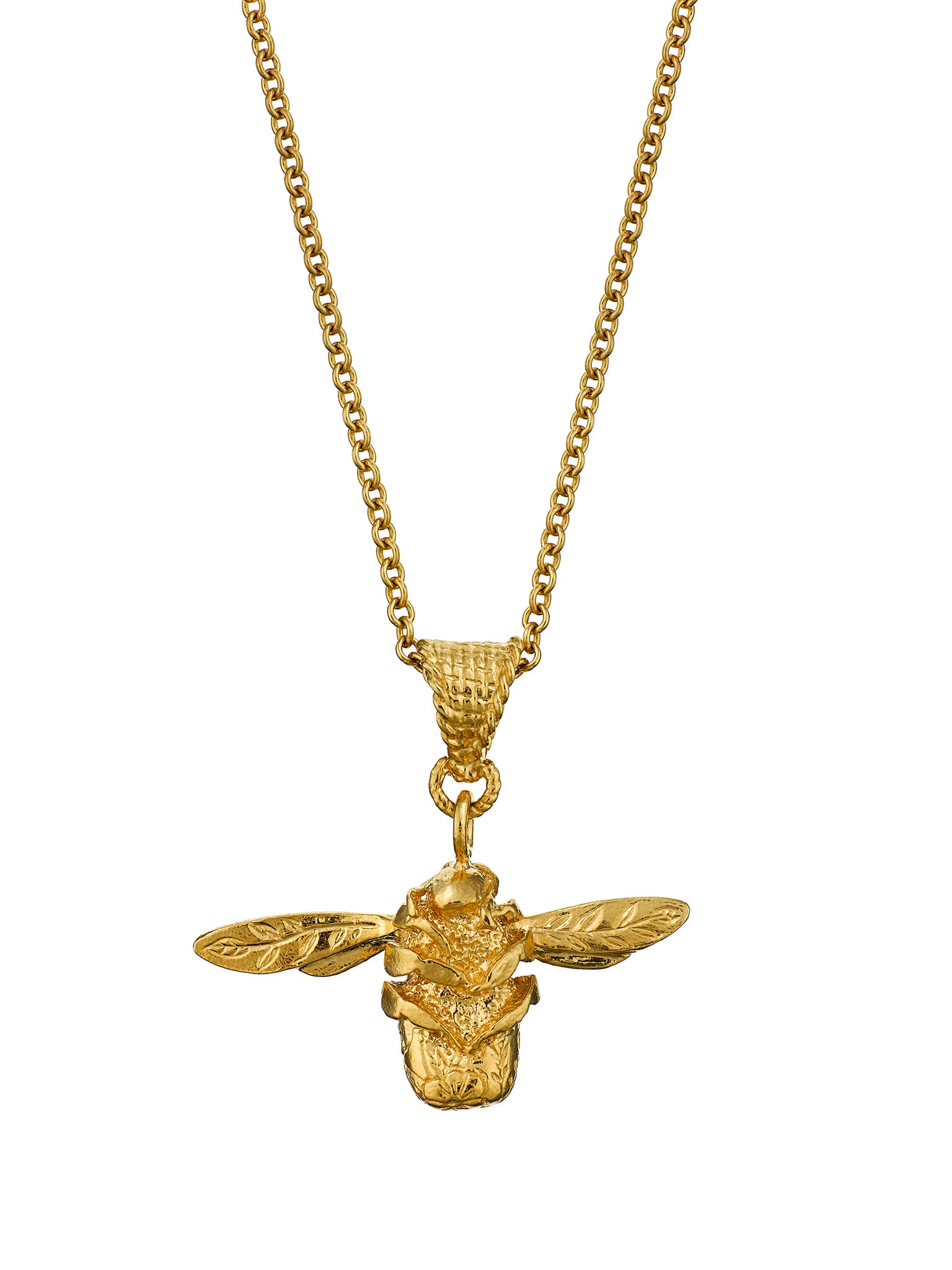 Floral Engraved Bumblebee Necklace - image 4 | gold plate