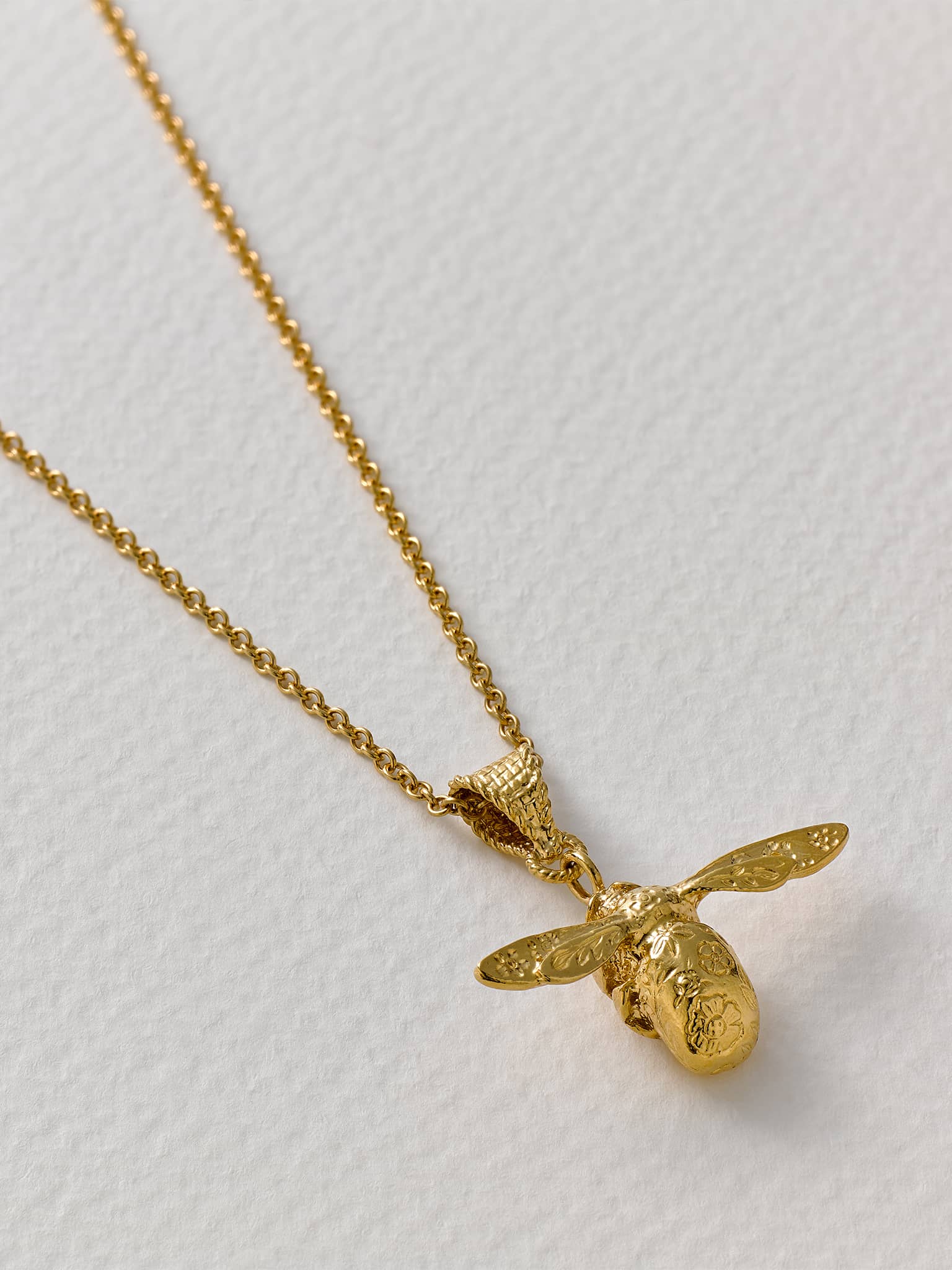 Floral Engraved Bumblebee Necklace - image 3 | gold plate