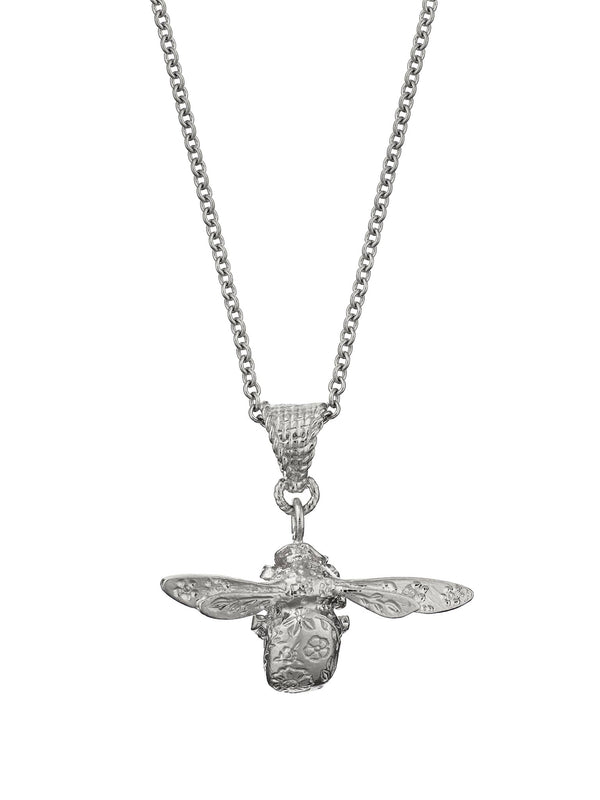 Floral Engraved Bumblebee Necklace