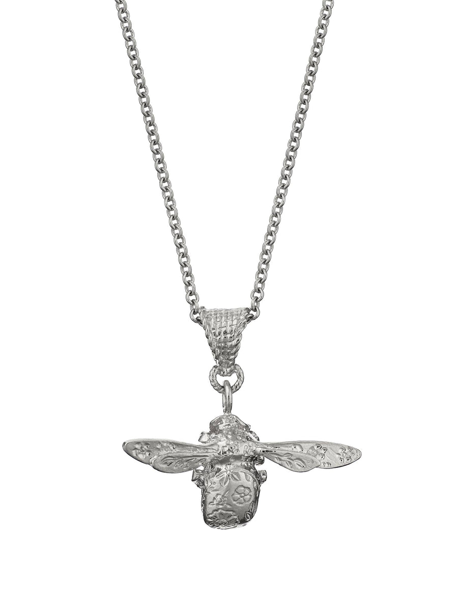 Floral Engraved Bumblebee Necklace