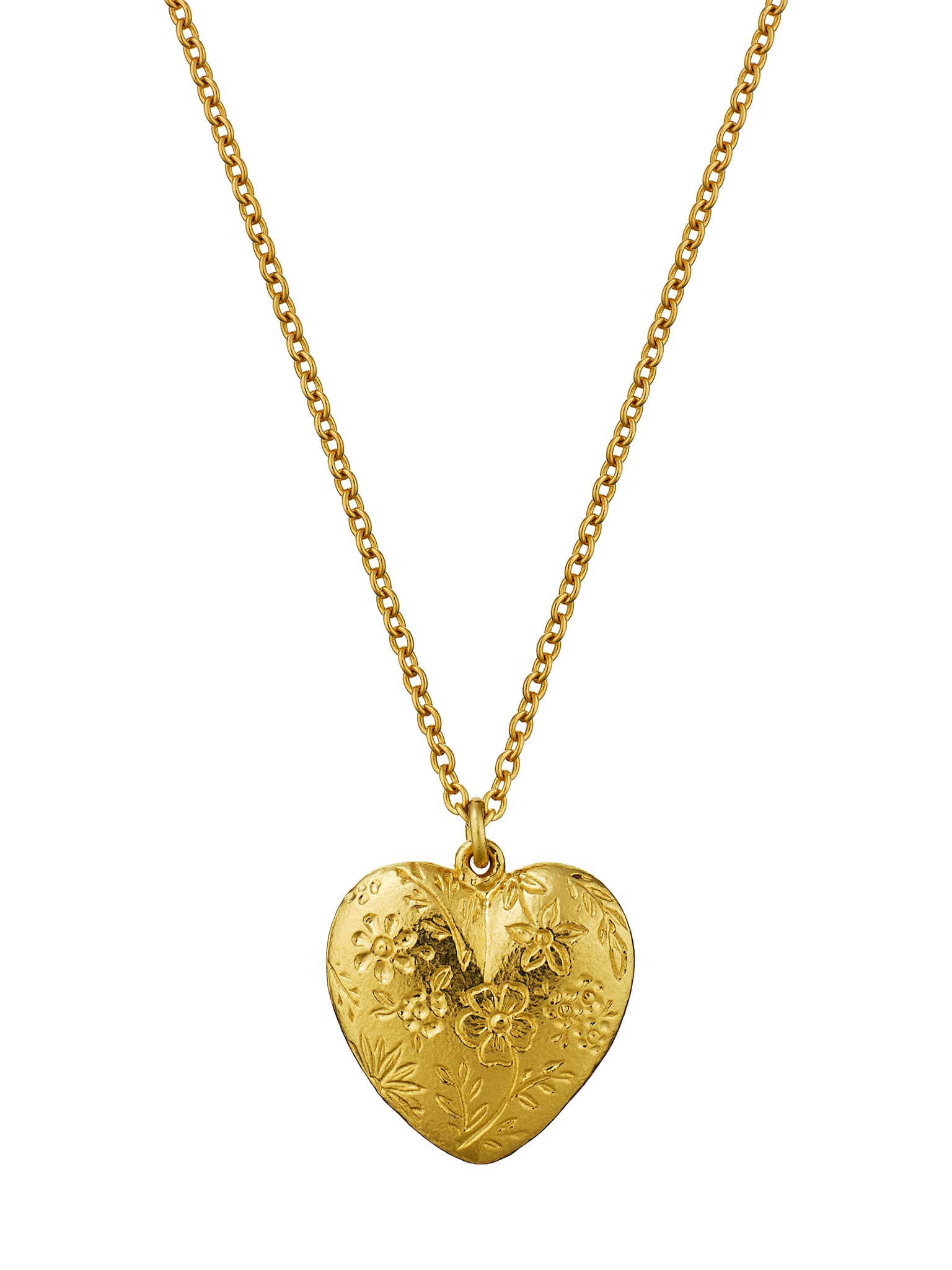 Floral Engraved Heart Necklace - image 1 | gold plate