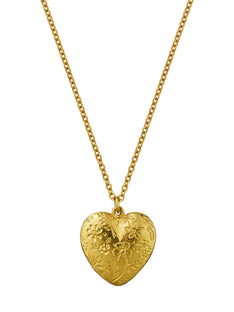 Floral Engraved Heart Necklace