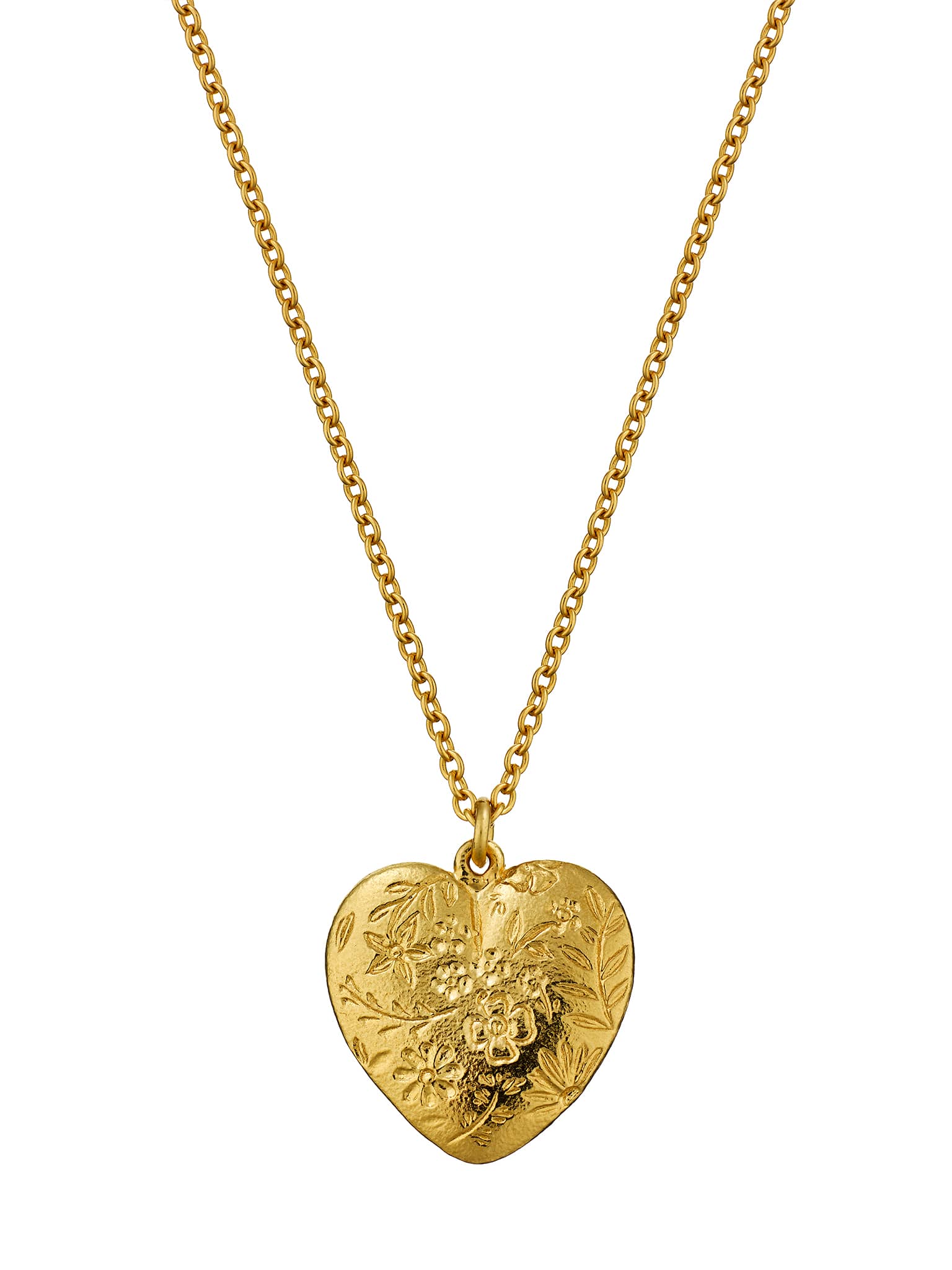 Floral Engraved Heart Necklace - image 4 | gold plate