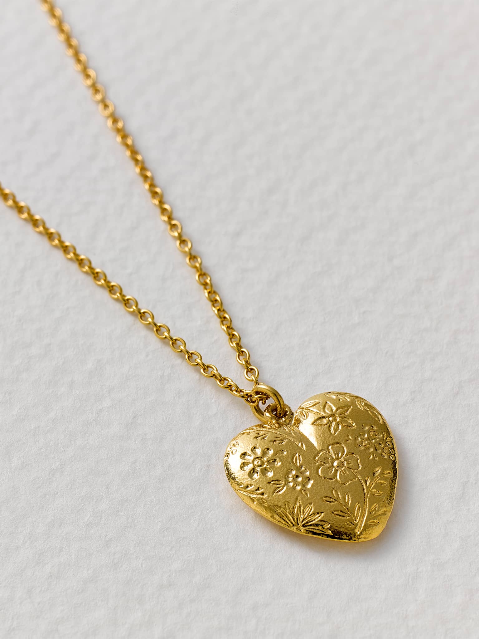 Floral Engraved Heart Necklace - image 3 | gold plate