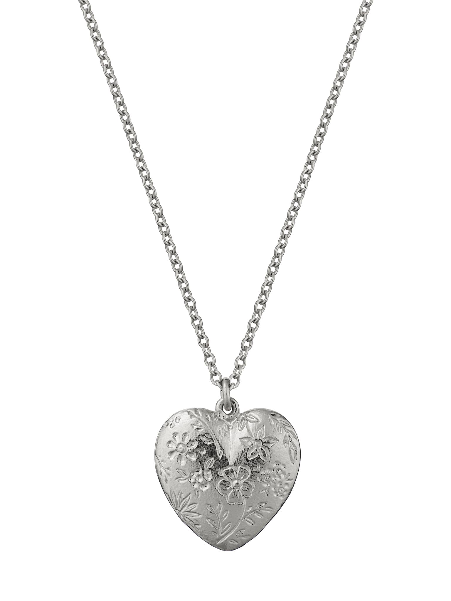 Floral Engraved Heart Necklace - image 5 | silver