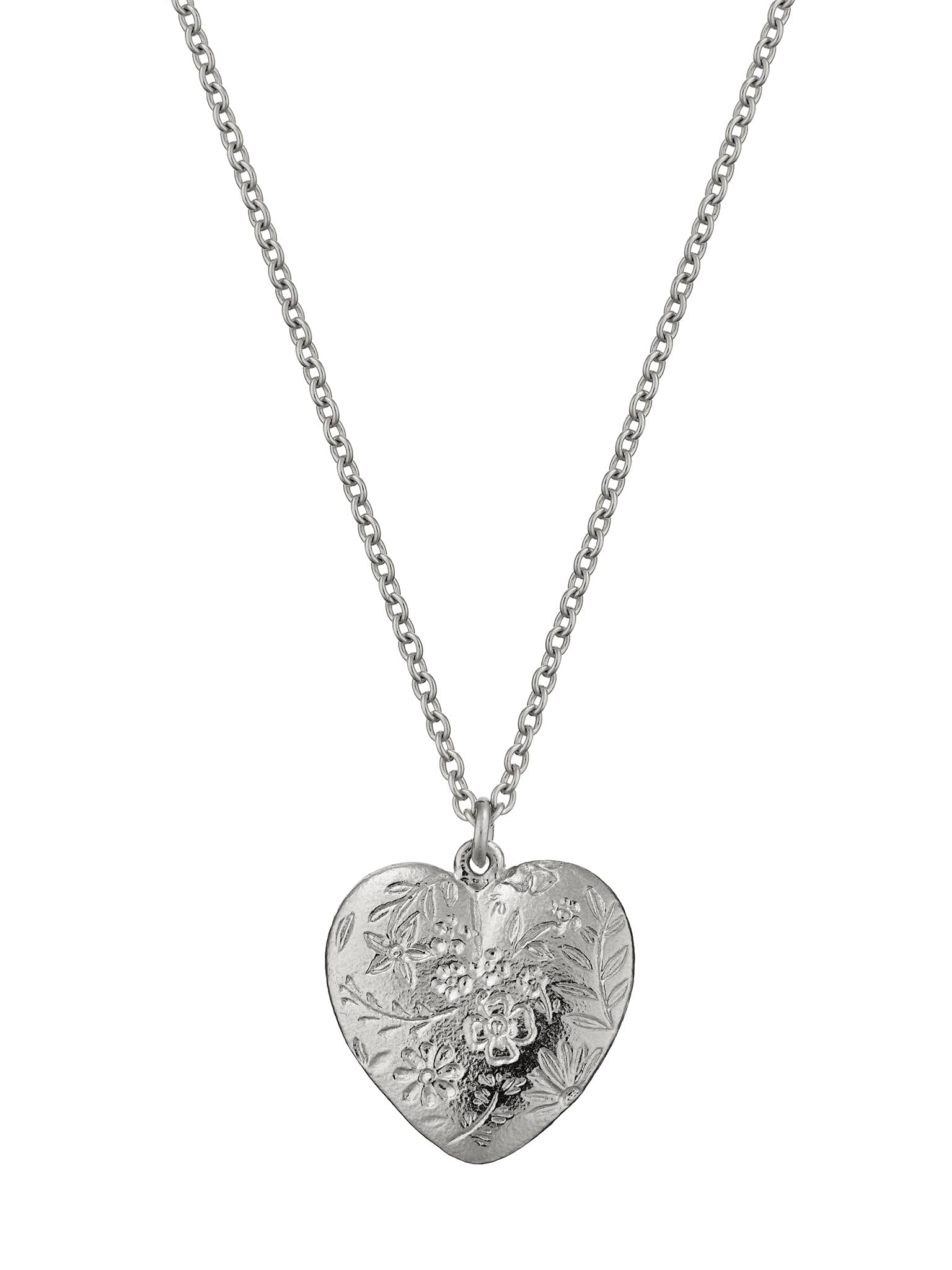 Floral Engraved Heart Necklace - image 8 | silver