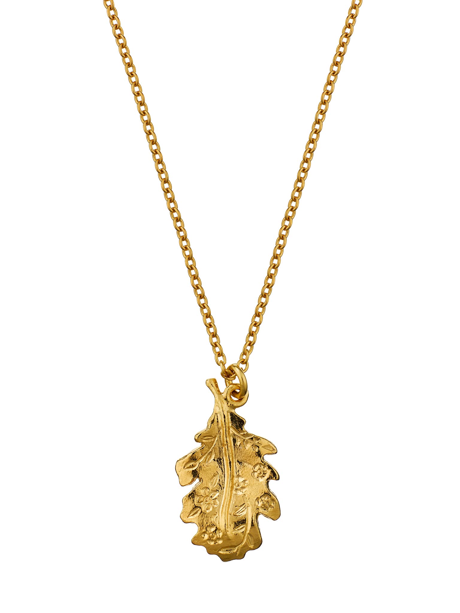 Floral Engraved Oak Leaf Necklace - image 1 | gold plate