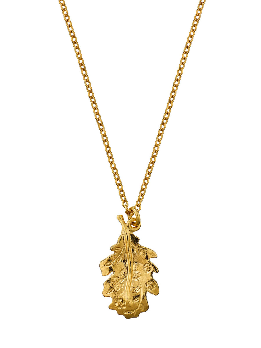 Floral Engraved Oak Leaf Necklace