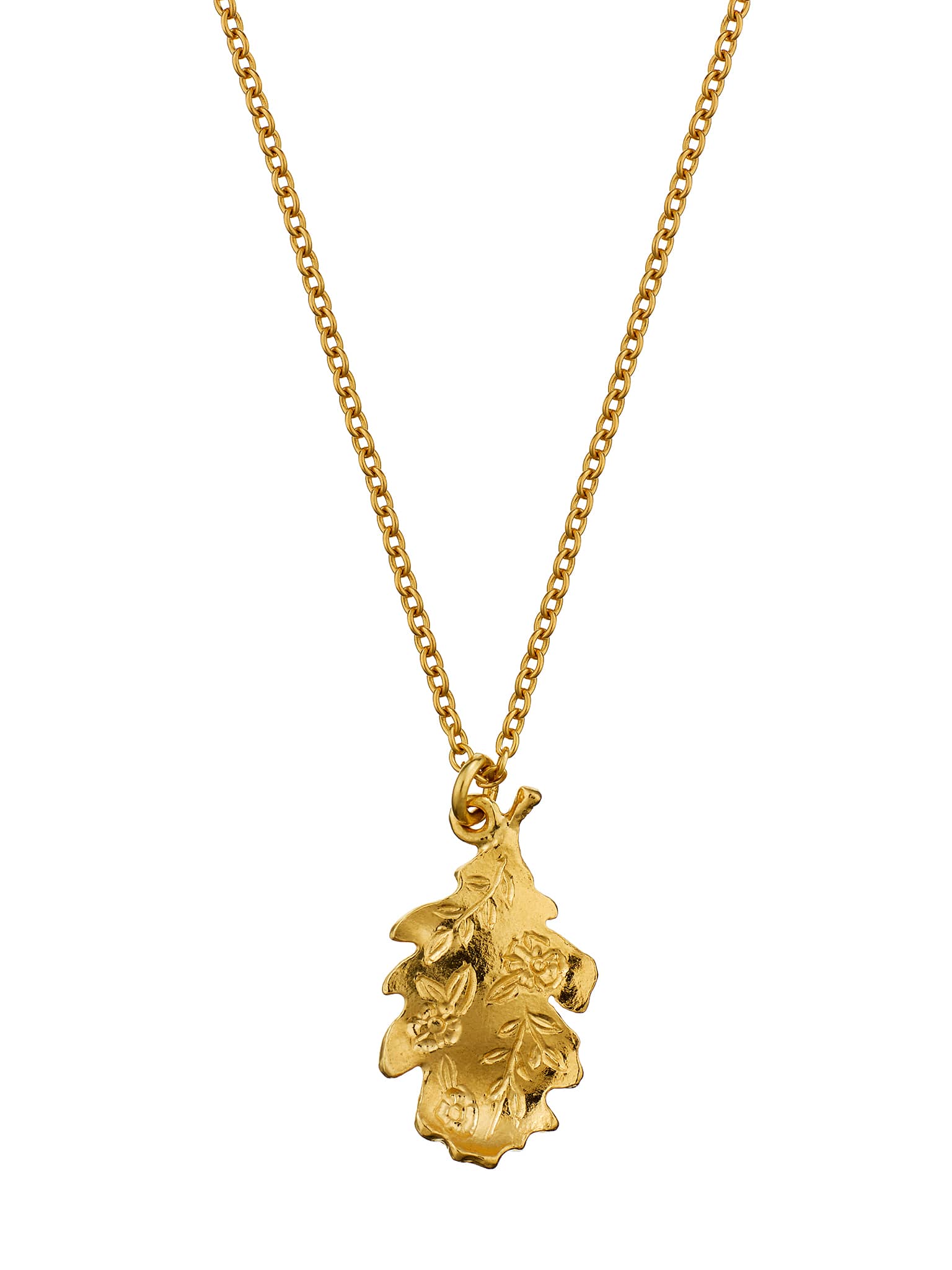 Floral Engraved Oak Leaf Necklace - image 5 | gold plate