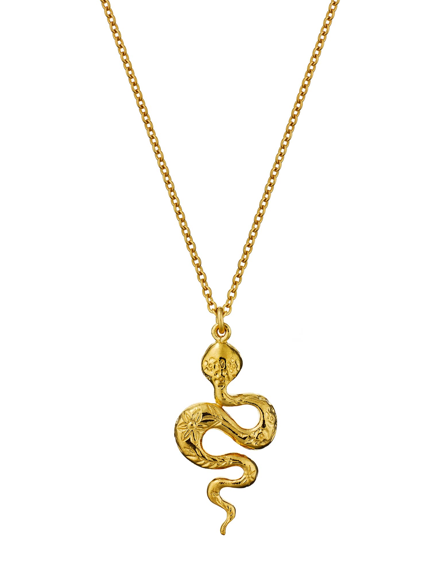 Floral Engraved Snake Necklace - image 4 | gold plate