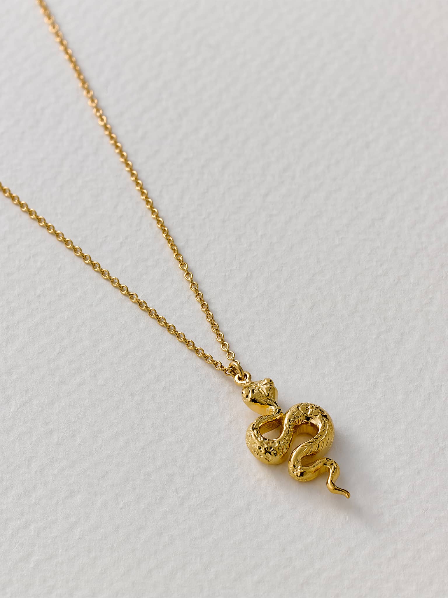 Floral Engraved Snake Necklace - image 3 | gold plate