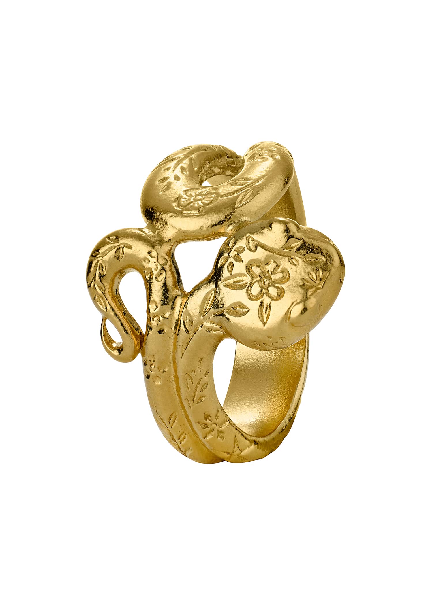 Floral Engraved Snake Ring - image 1 | gold plate