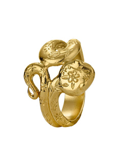 Floral Engraved Snake Ring