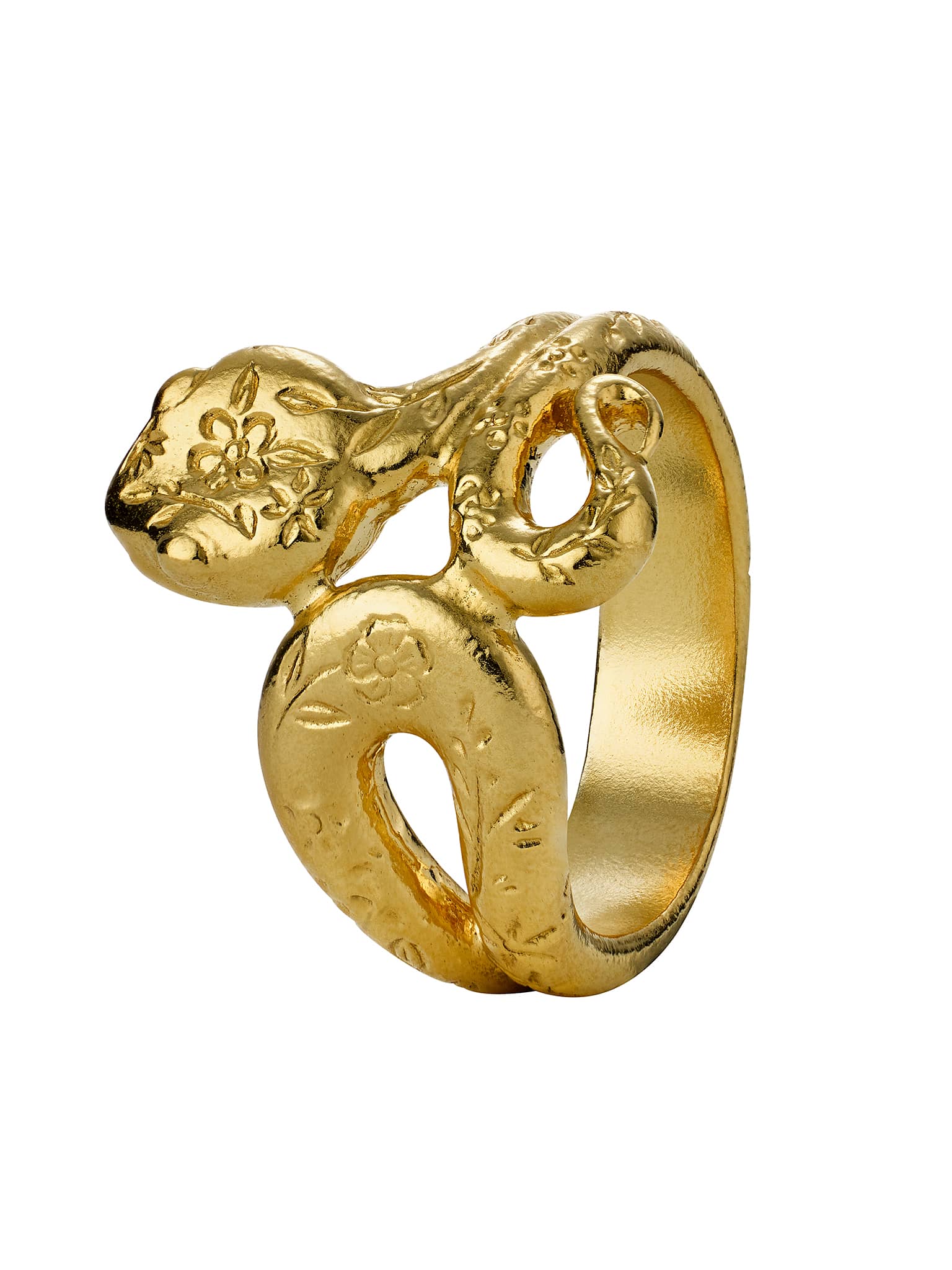 Floral Engraved Snake Ring - image 5 | gold plate
