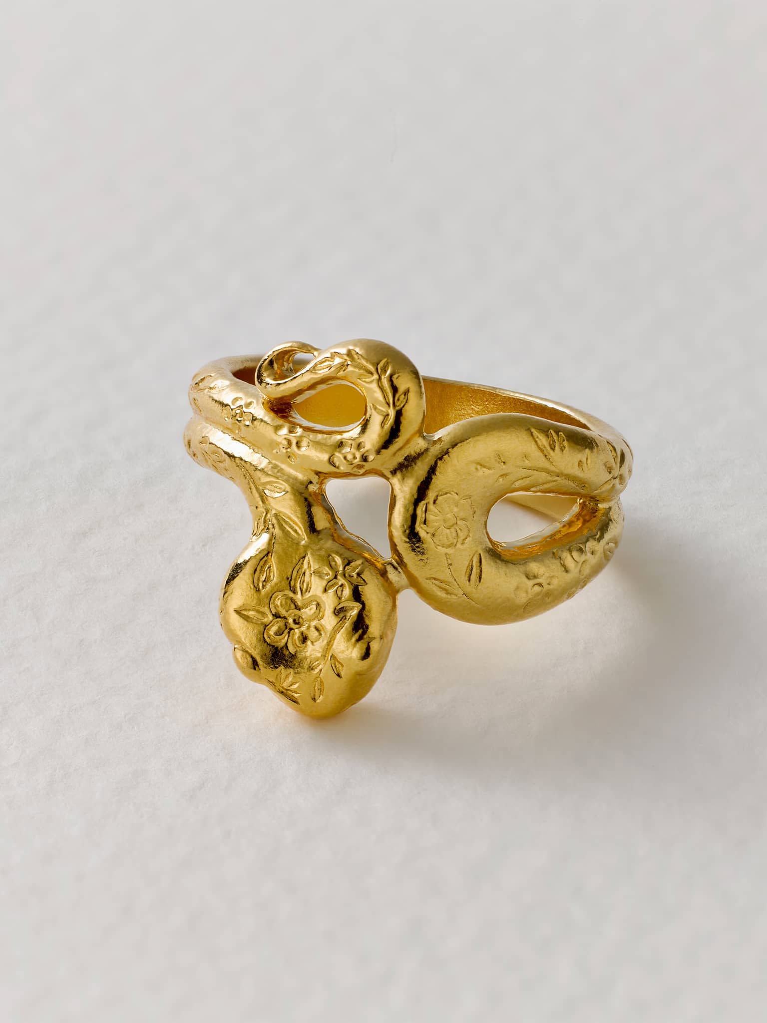 Floral Engraved Snake Ring - image 3 | gold plate