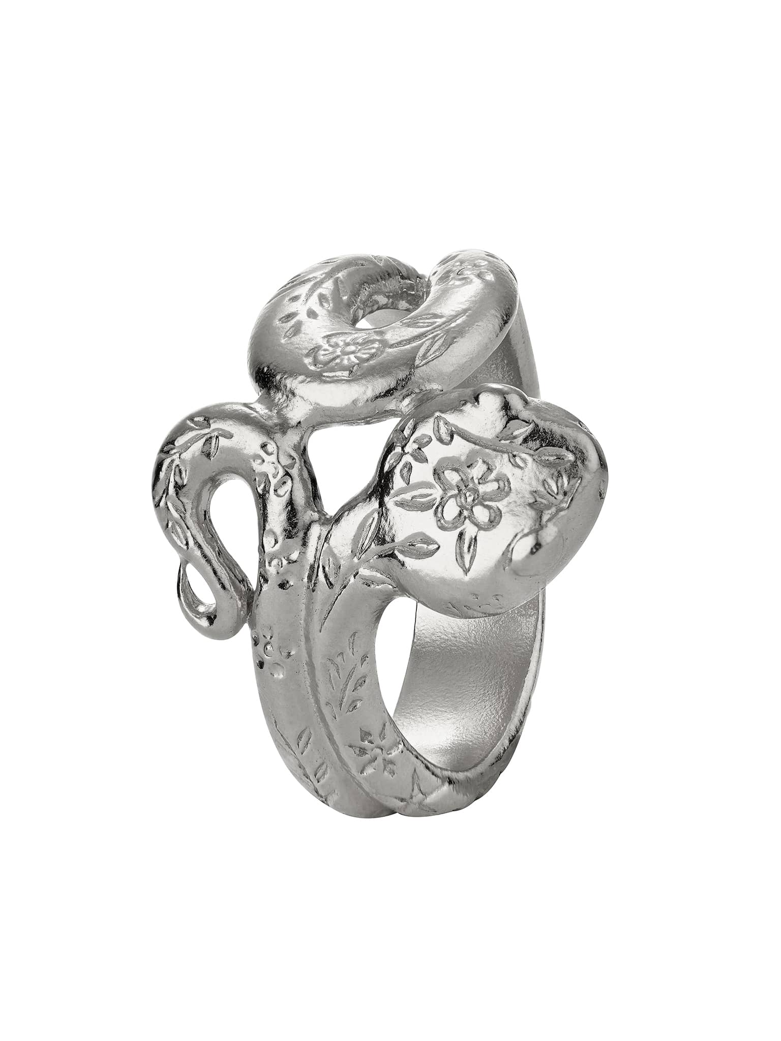 Floral Engraved Snake Ring - image 7|product|material:silver