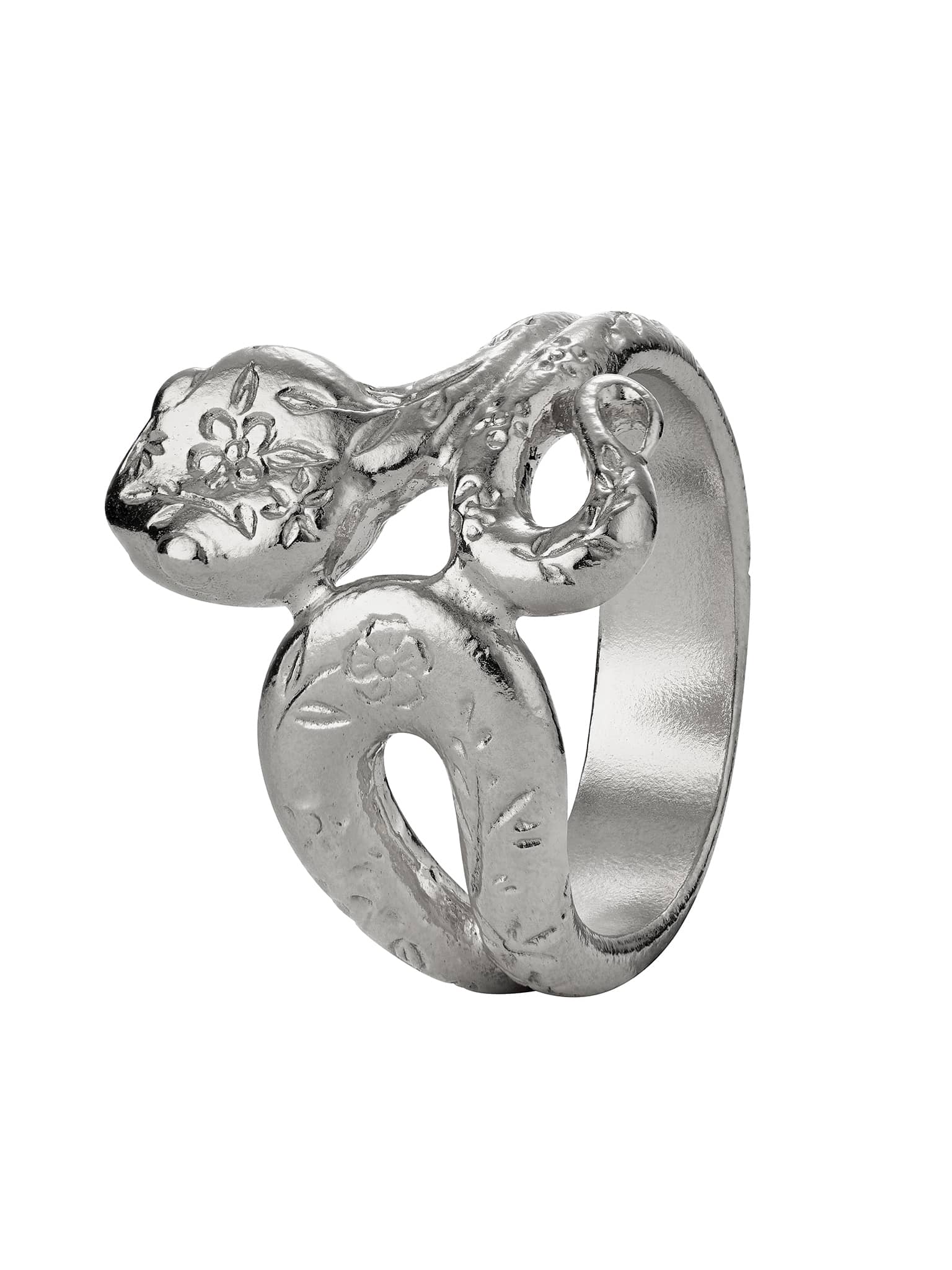 Floral Engraved Snake Ring - image 11 | silver
