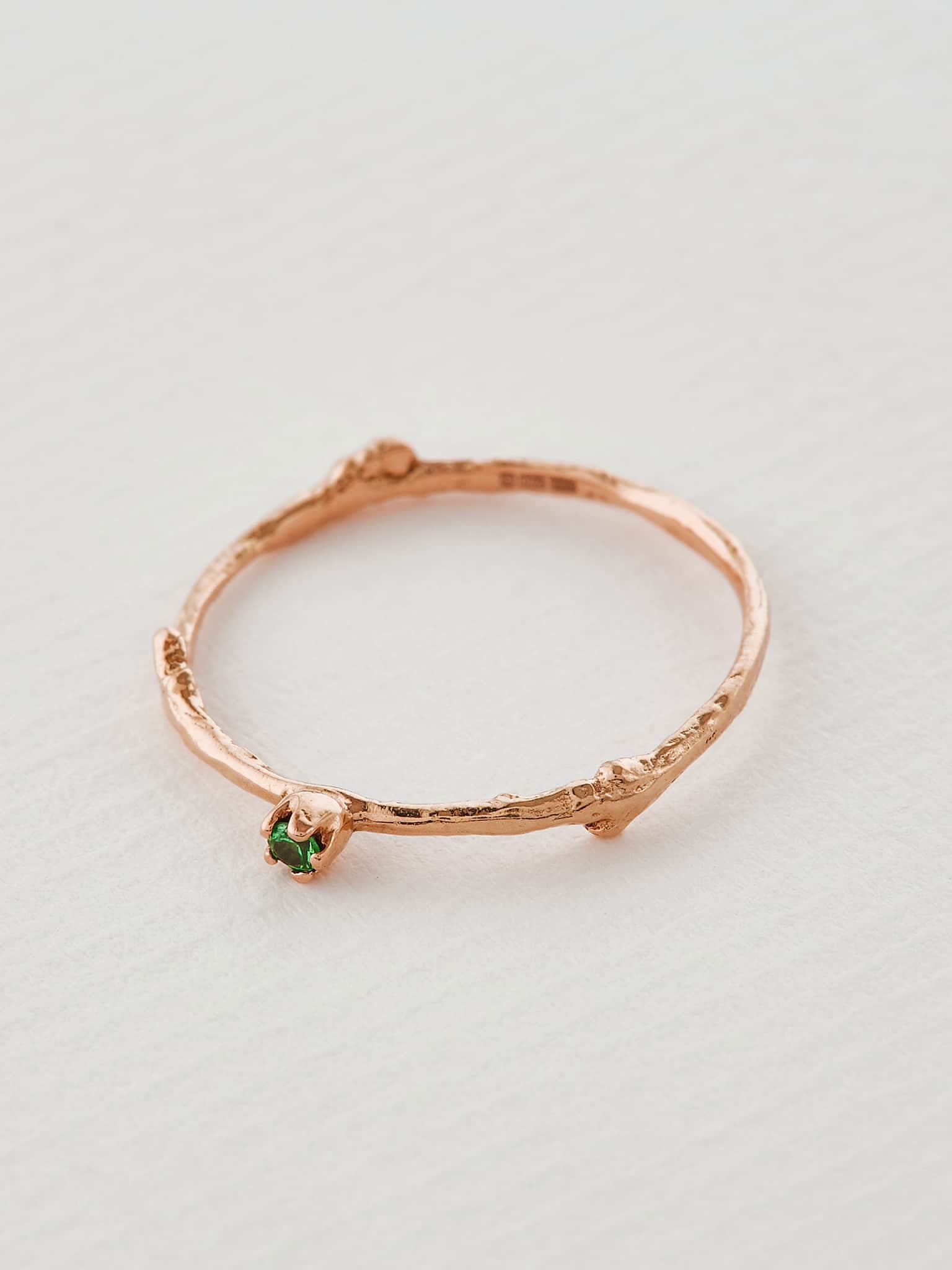Fine Twig Tsavorite Ring - image 8 | 18ct rose gold