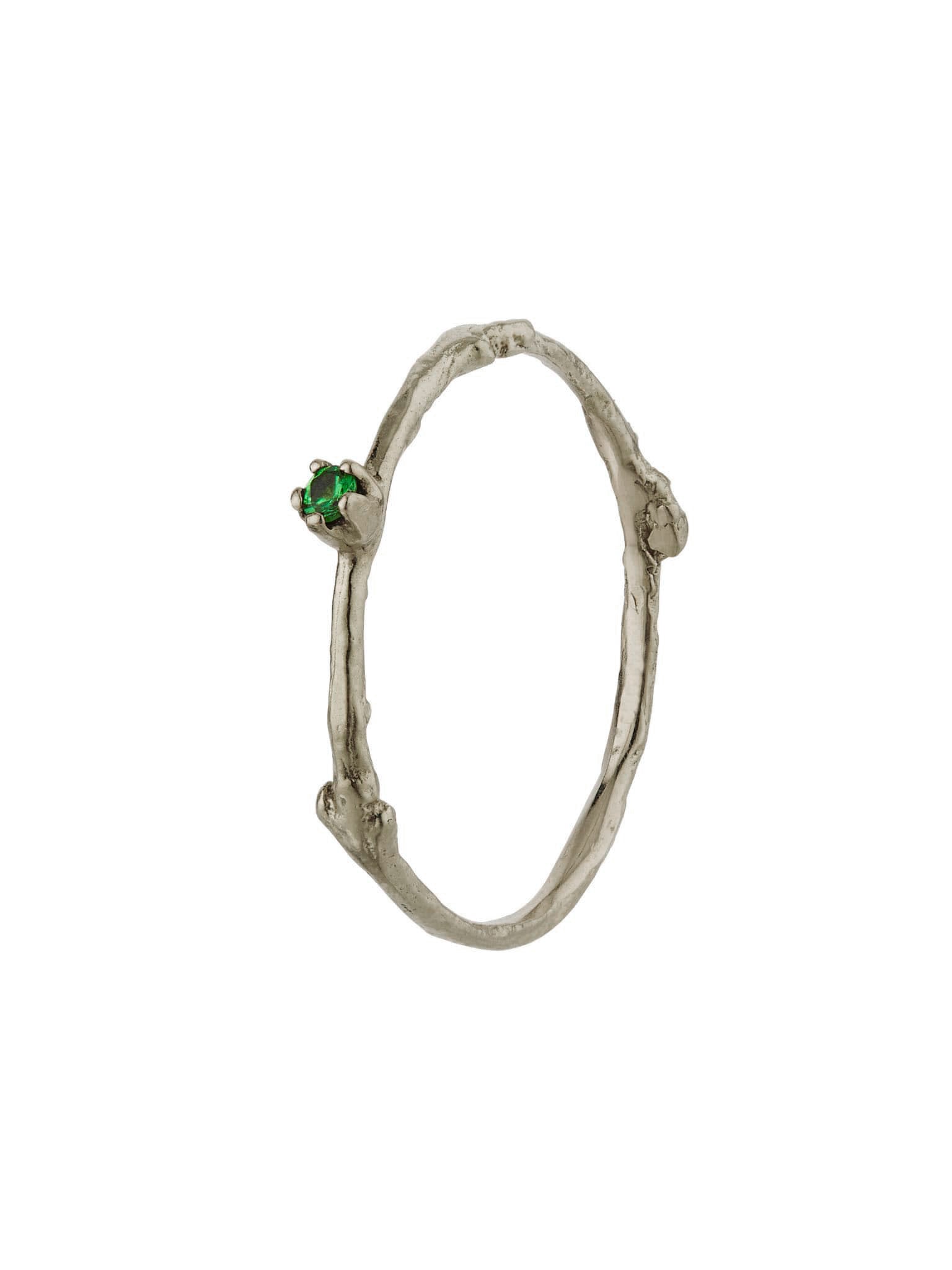 Fine Twig Tsavorite Ring - image 10 | platinum