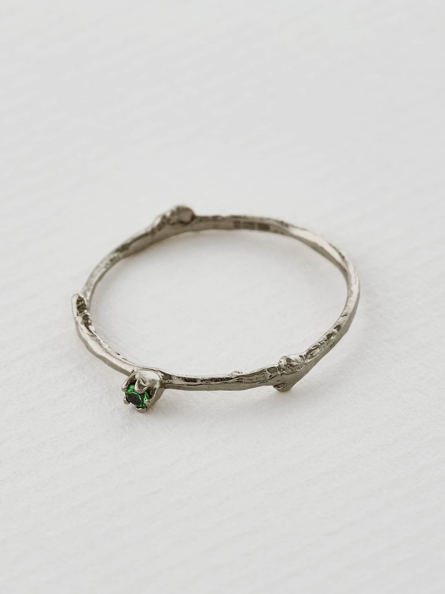 Fine Twig Tsavorite Ring - image 11 | platinum