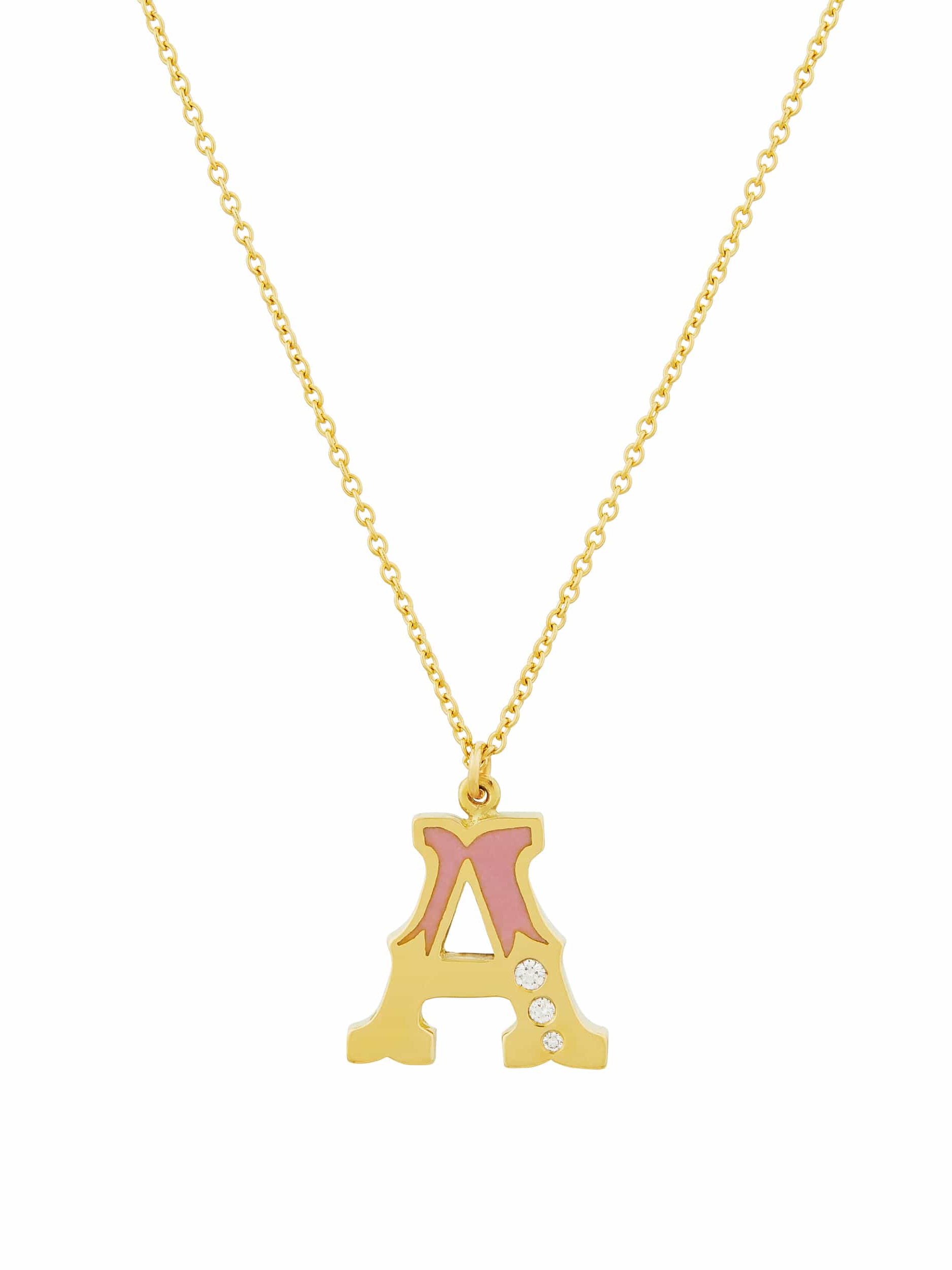 18ct Enamelled Letter A Necklace - image 1 | 18ct yellow gold