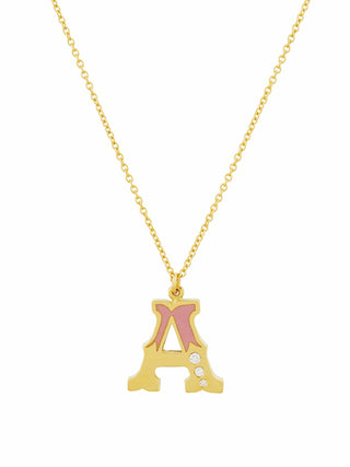 18ct Enamelled Letter A Necklace