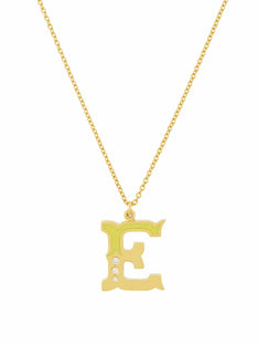 18ct Enamelled Letter E Necklace