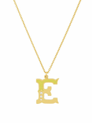 18ct Enamelled Letter E Necklace