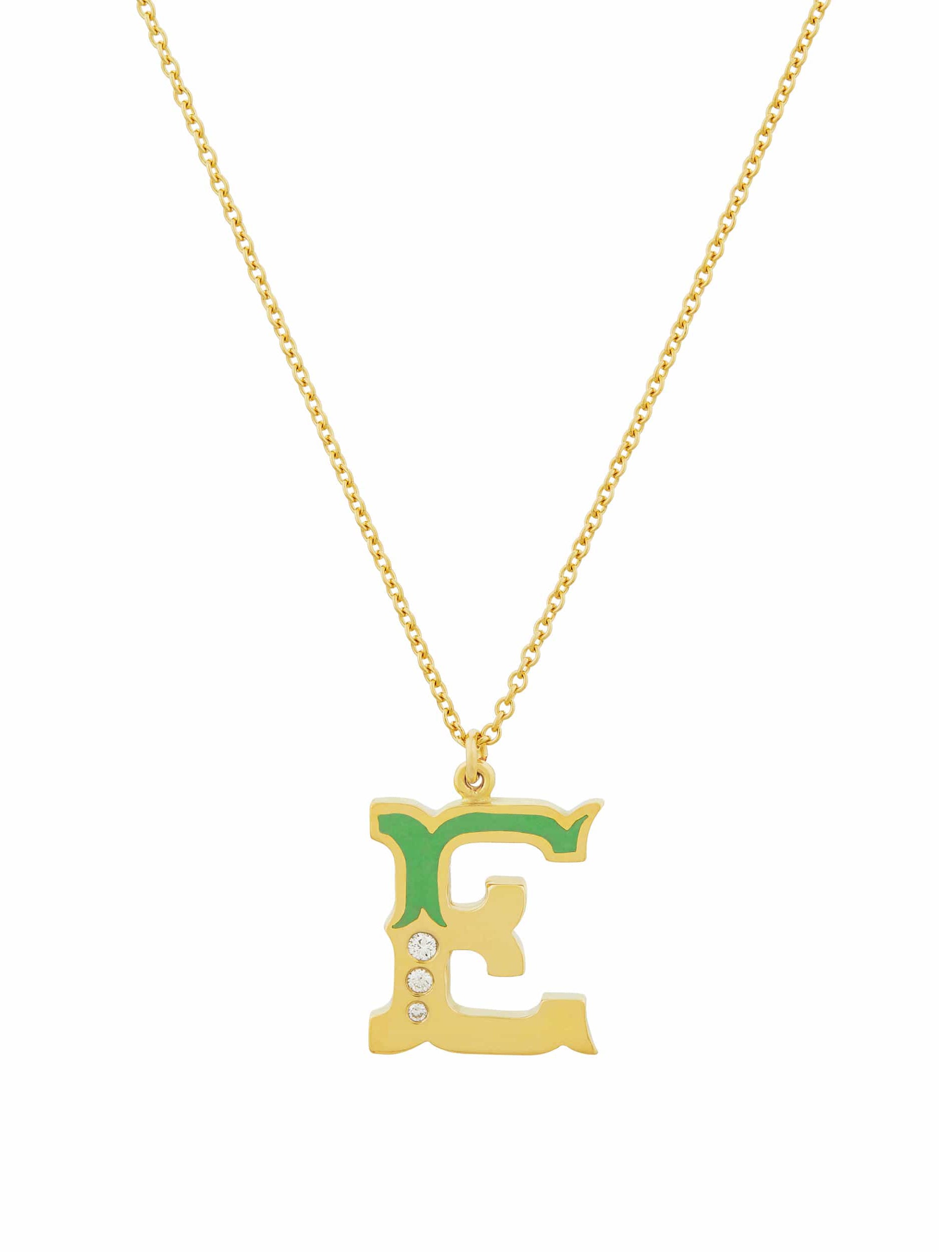 18ct Enamelled Letter E Necklace - image 2 | 18ct yellow gold