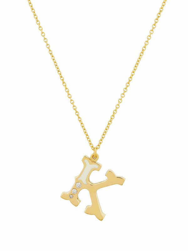 18ct Enamelled Letter K Necklace