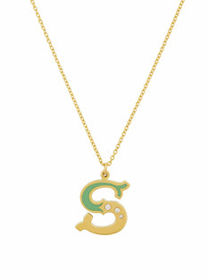 18ct Enamelled Letter S Necklace