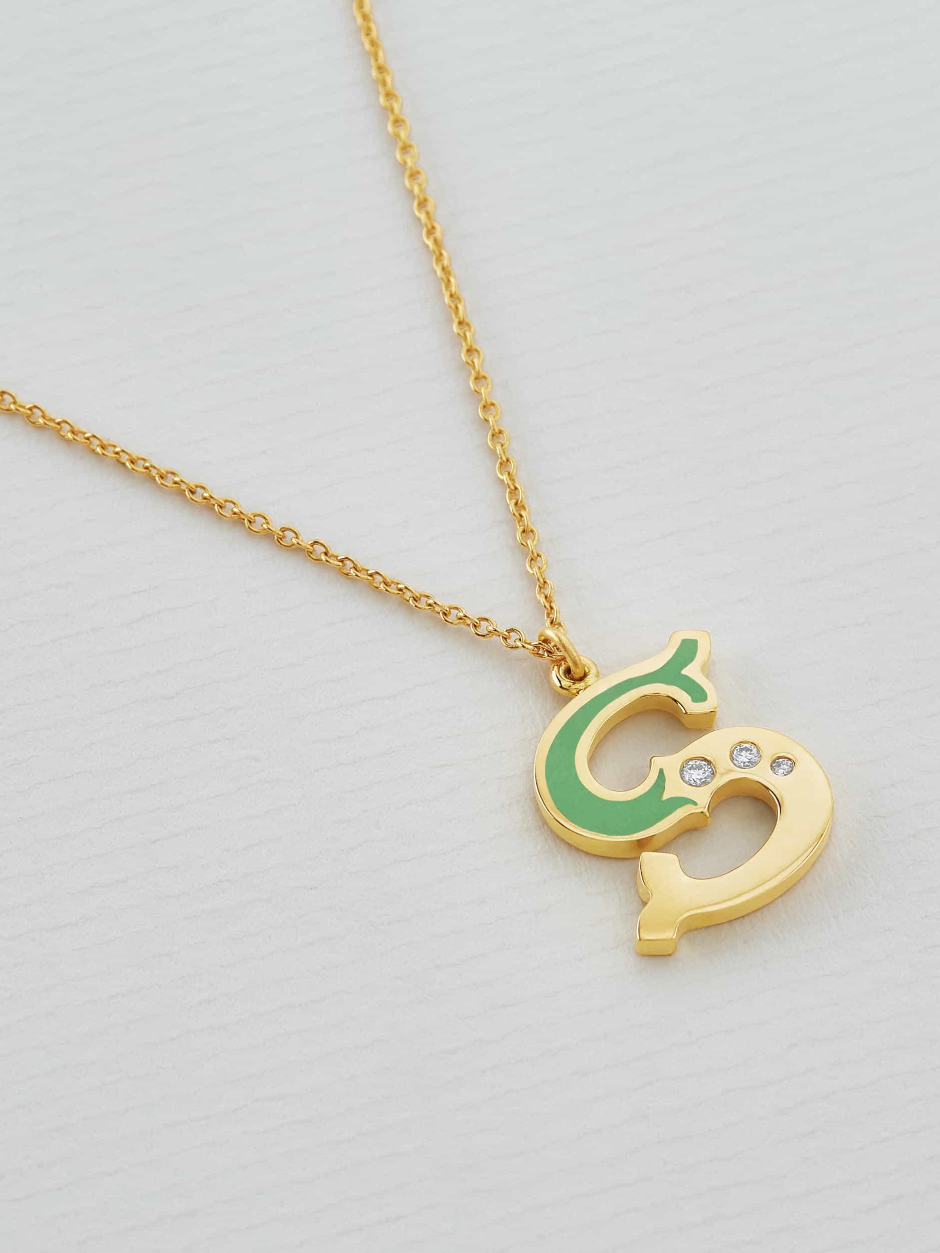 18ct Enamelled Letter S Necklace - image 2 | 18ct yellow gold