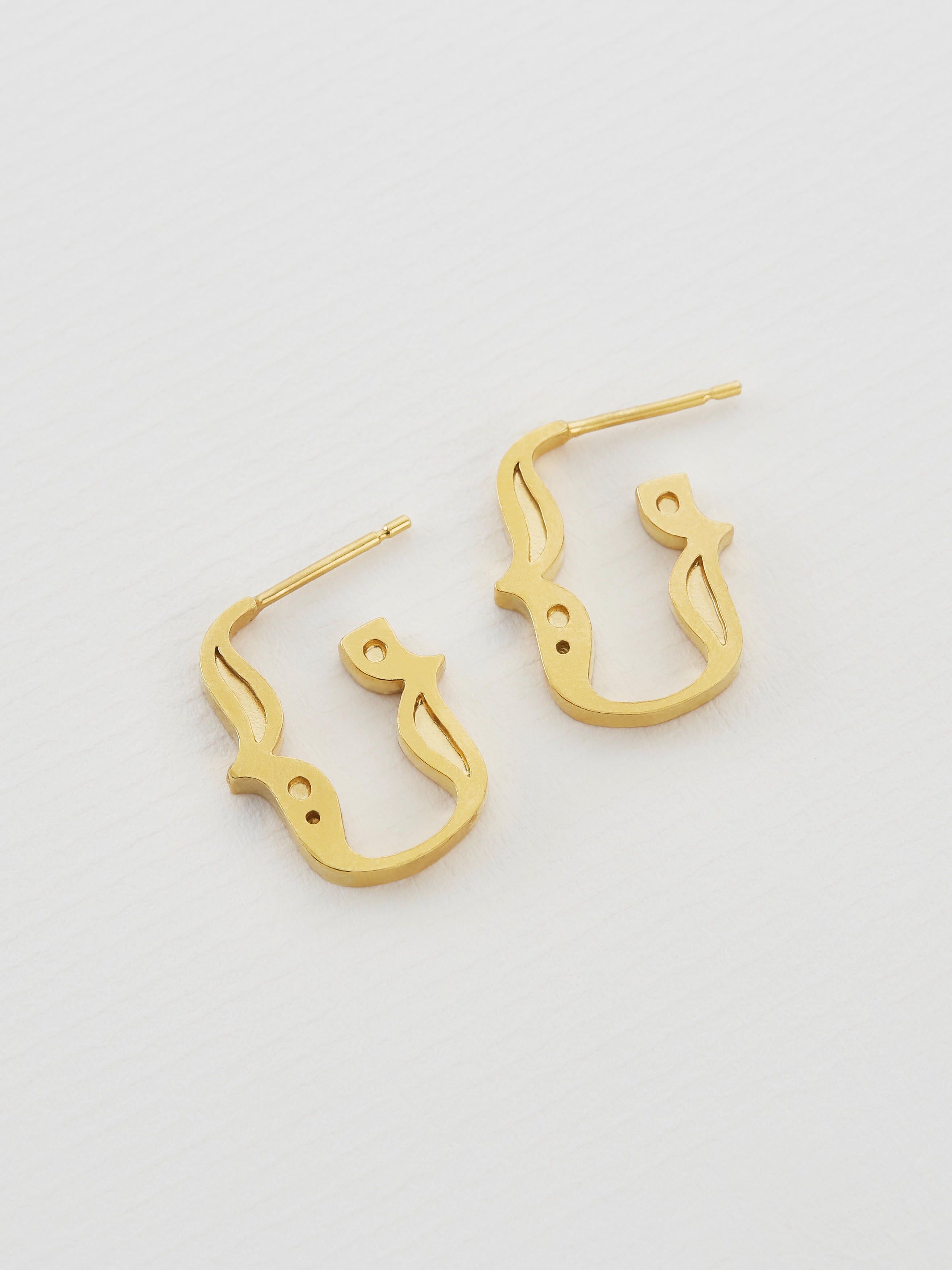Just My Type Curly Bracket Hoop Earrings - image 3 | gold plate