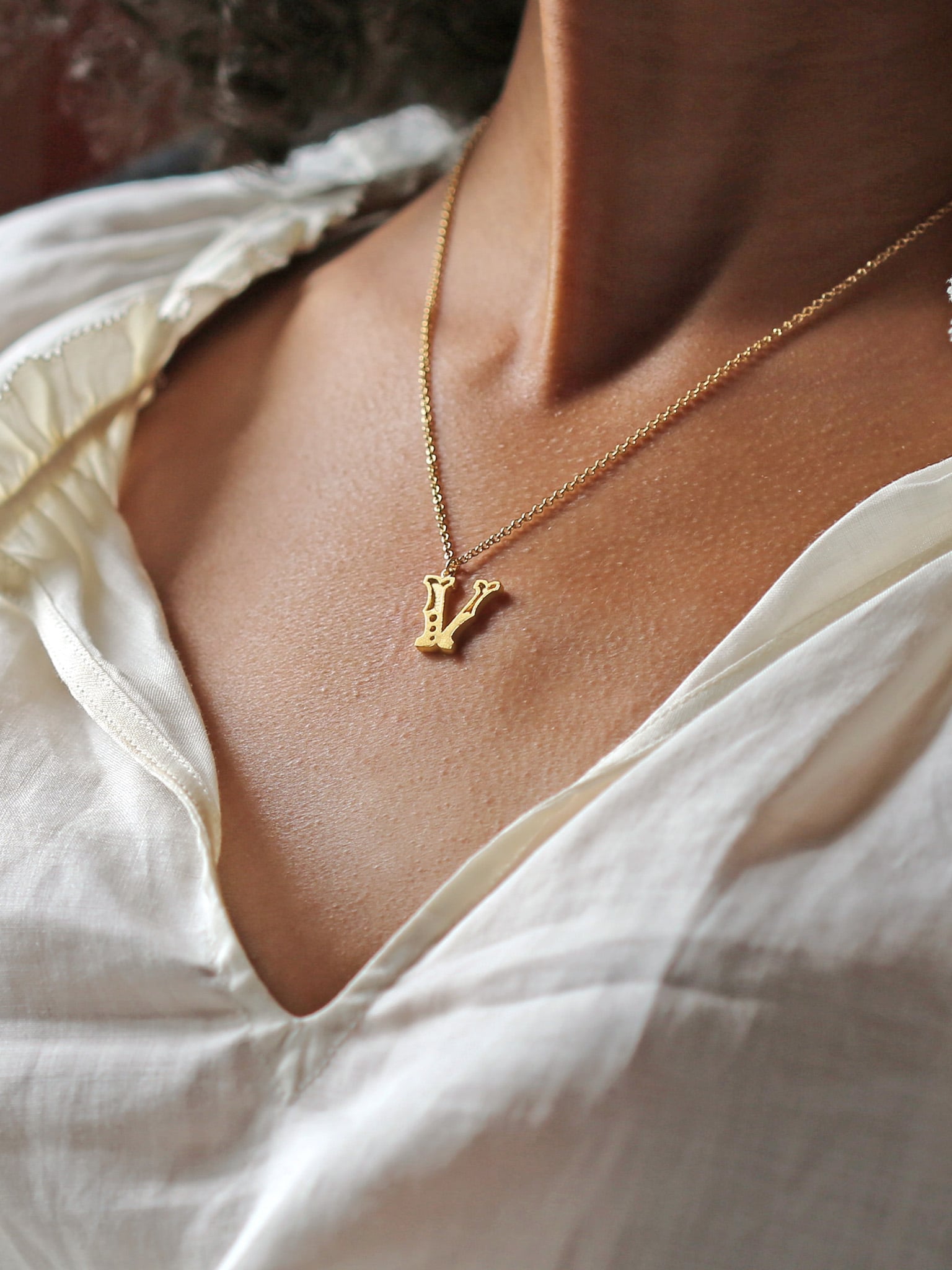 Just My Type Letter V Necklace - image 2