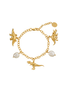Dinosaur and Baroque Pearl Charm Bracelet