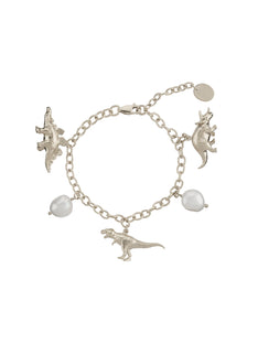 Dinosaur and Baroque Pearl Charm Bracelet