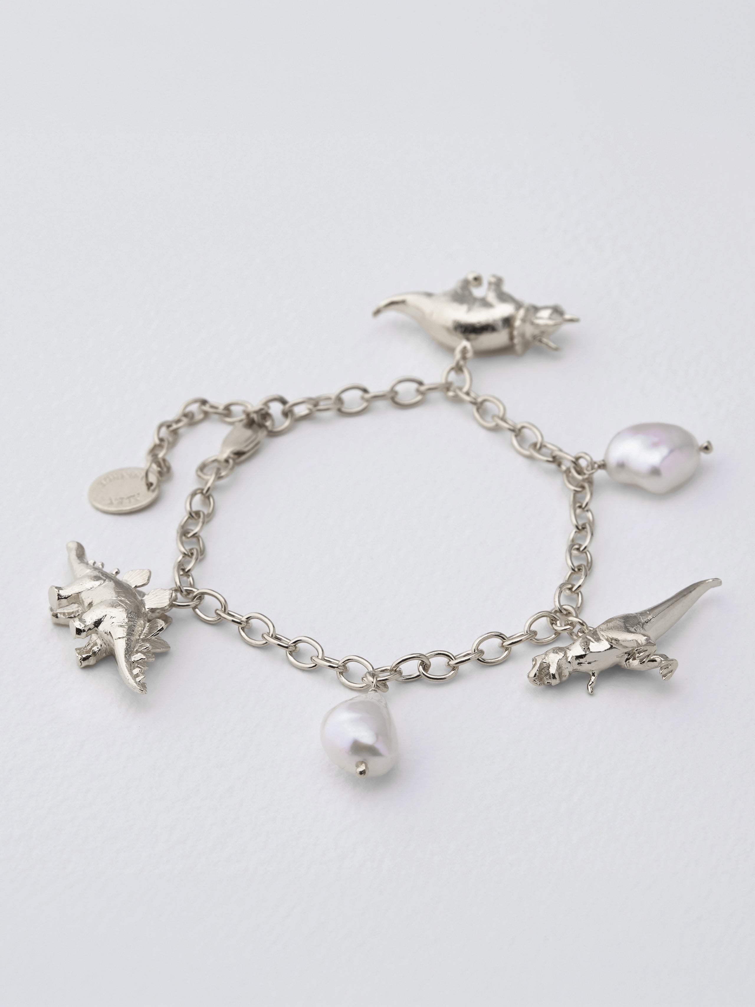 Dinosaur and Baroque Pearl Charm Bracelet – Alex Monroe