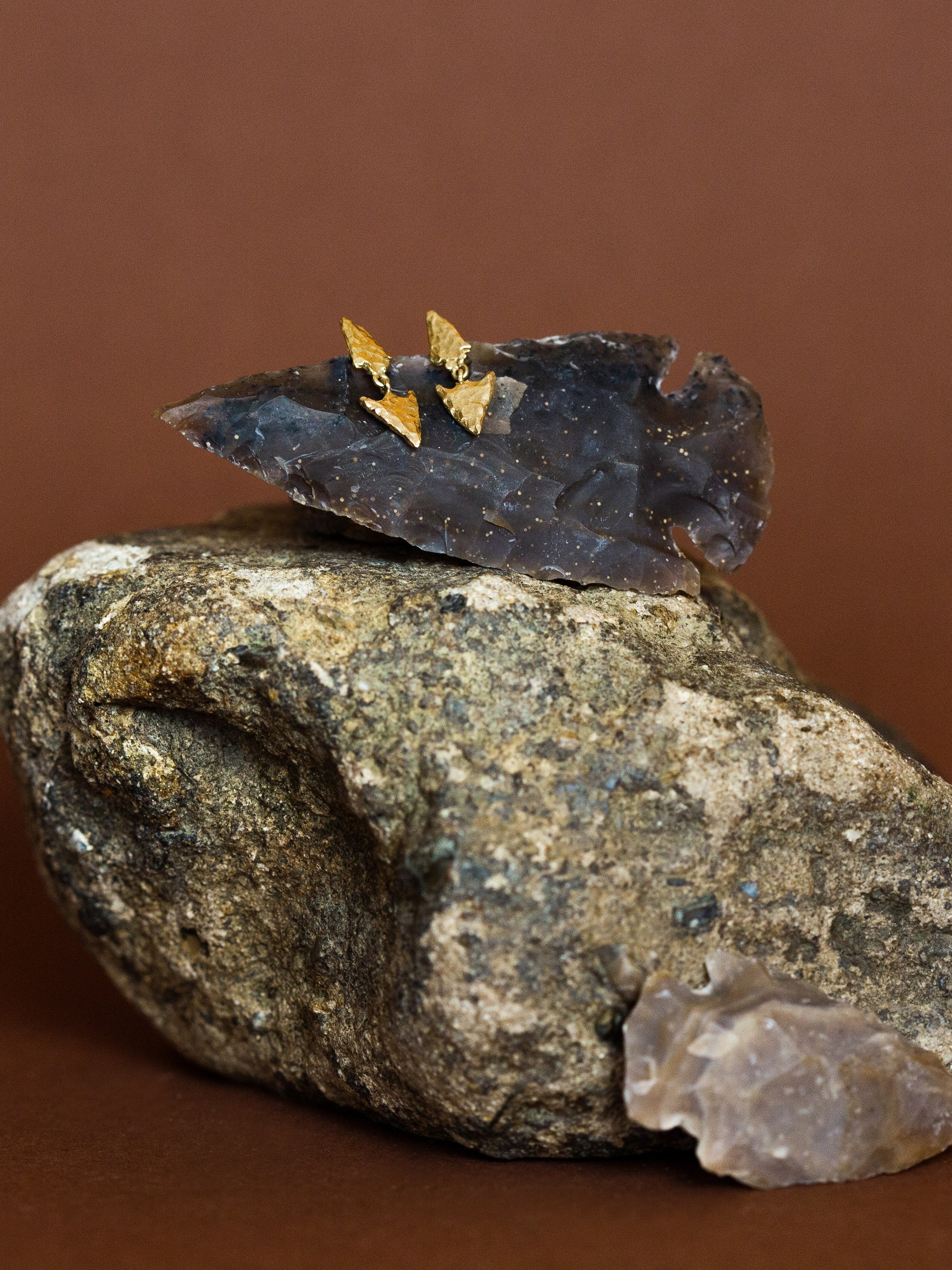 Flint Arrowhead Stud Drop Earrings - image 3