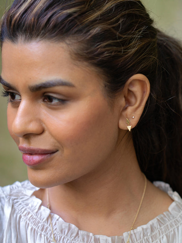 Flint Arrowhead Stud Drop Earrings