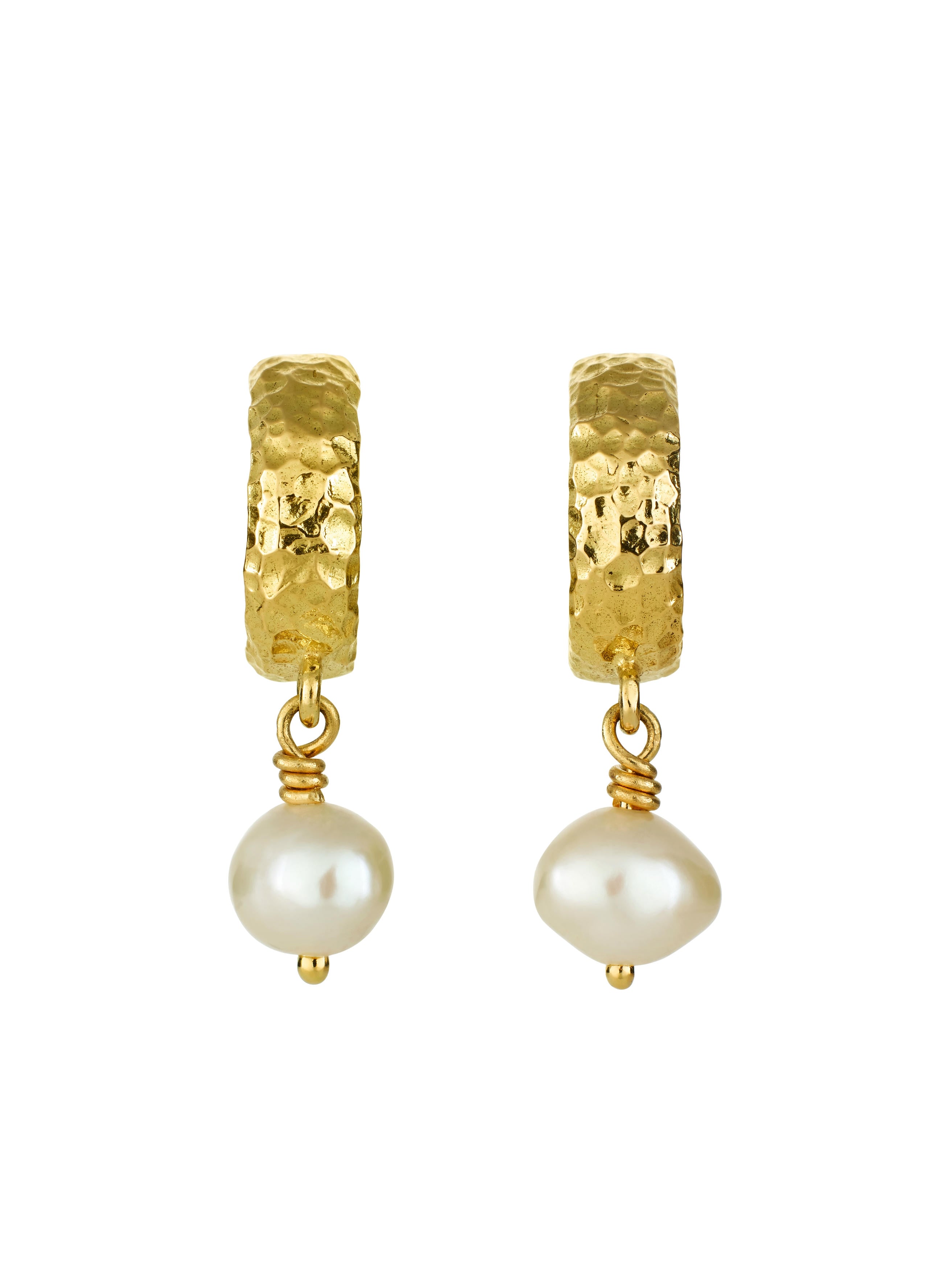 Flint Hoop Earrings with Freshwater Pearl Drops - image 5 | 18ct yellow gold