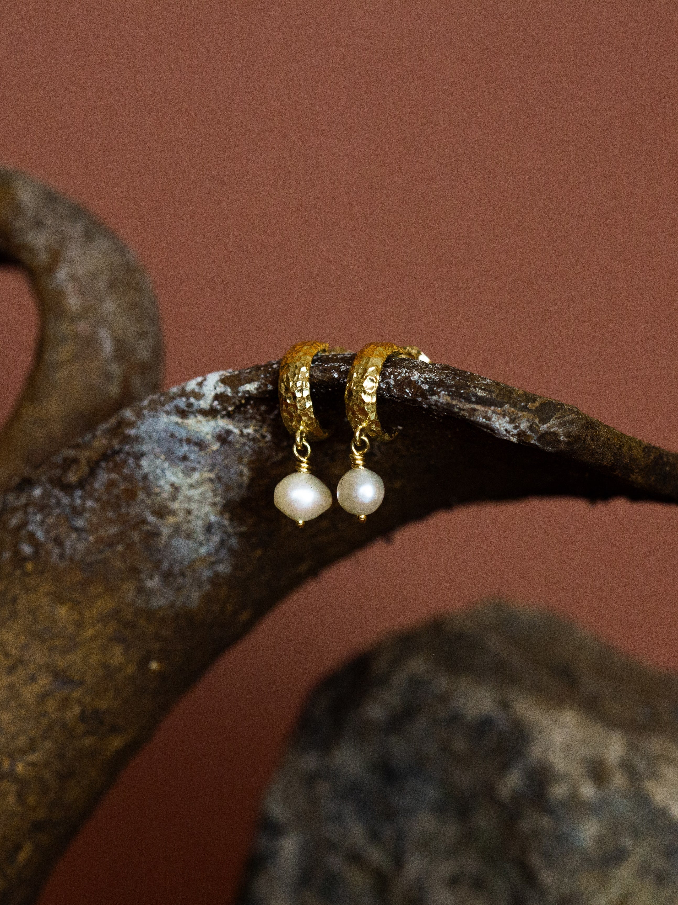 Flint Hoop Earrings with Freshwater Pearl Drops - image 3
