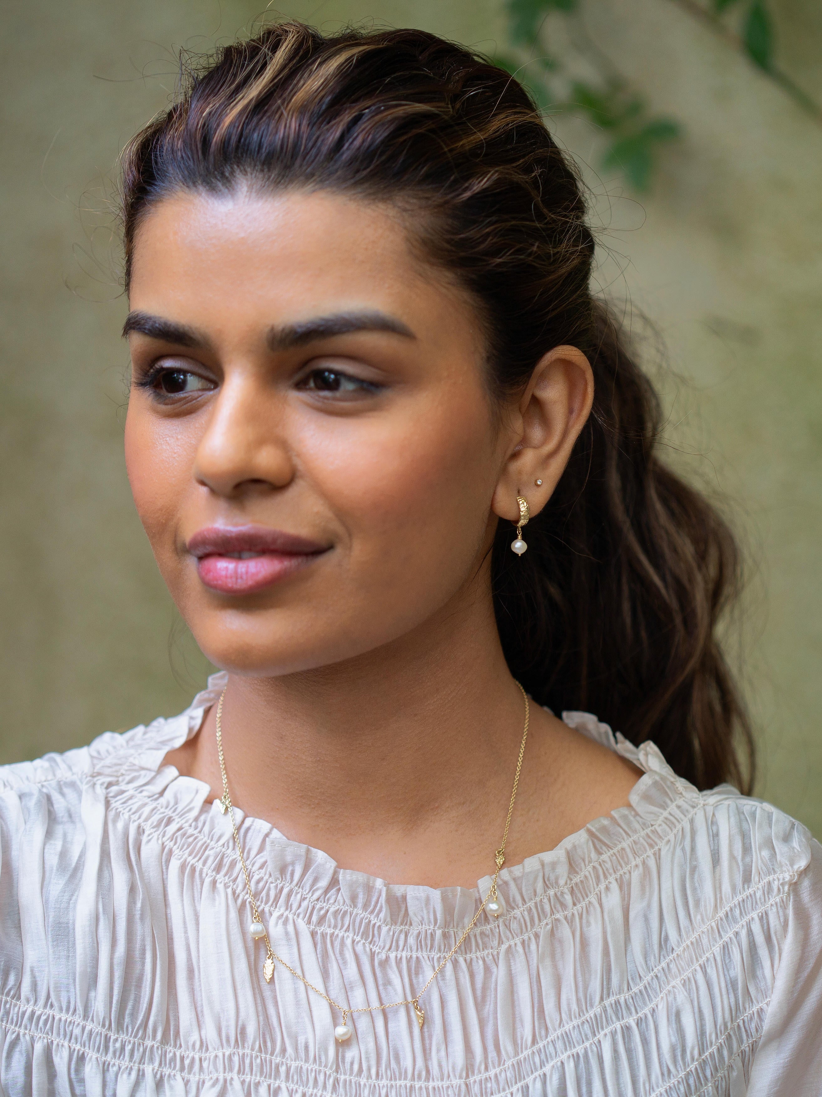 Flint Hoop Earrings with Freshwater Pearl Drops - image 2