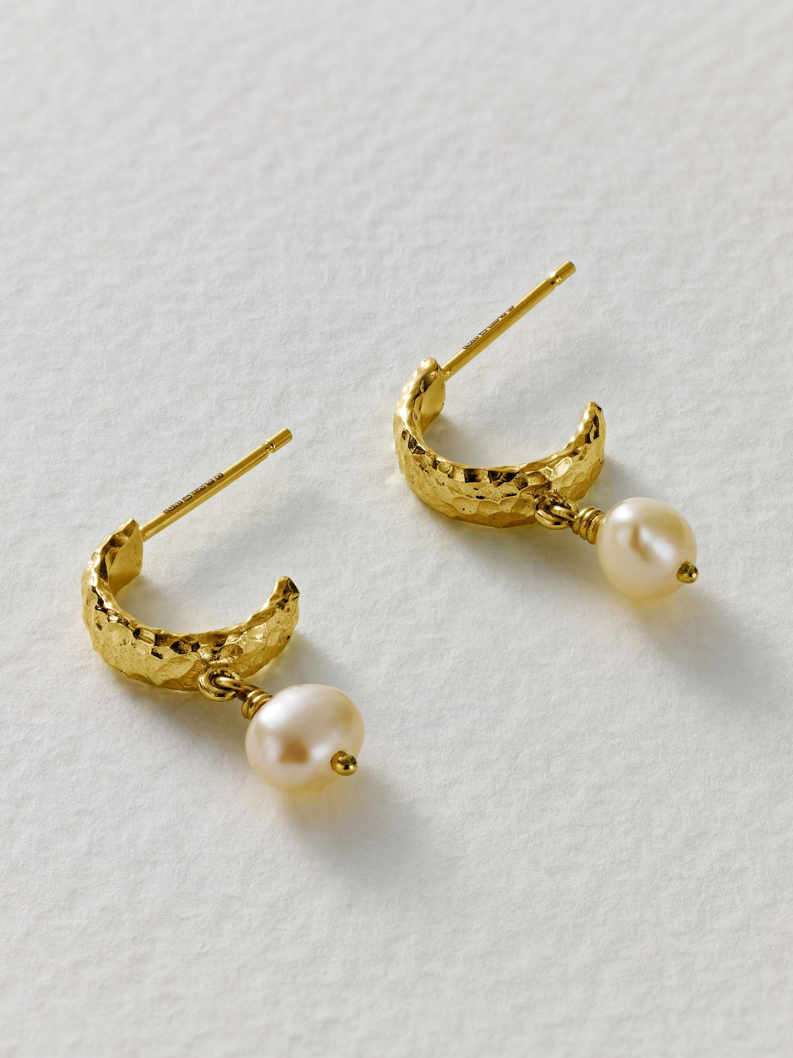 Flint Hoop Earrings with Freshwater Pearl Drops - image 4 | 18ct yellow gold