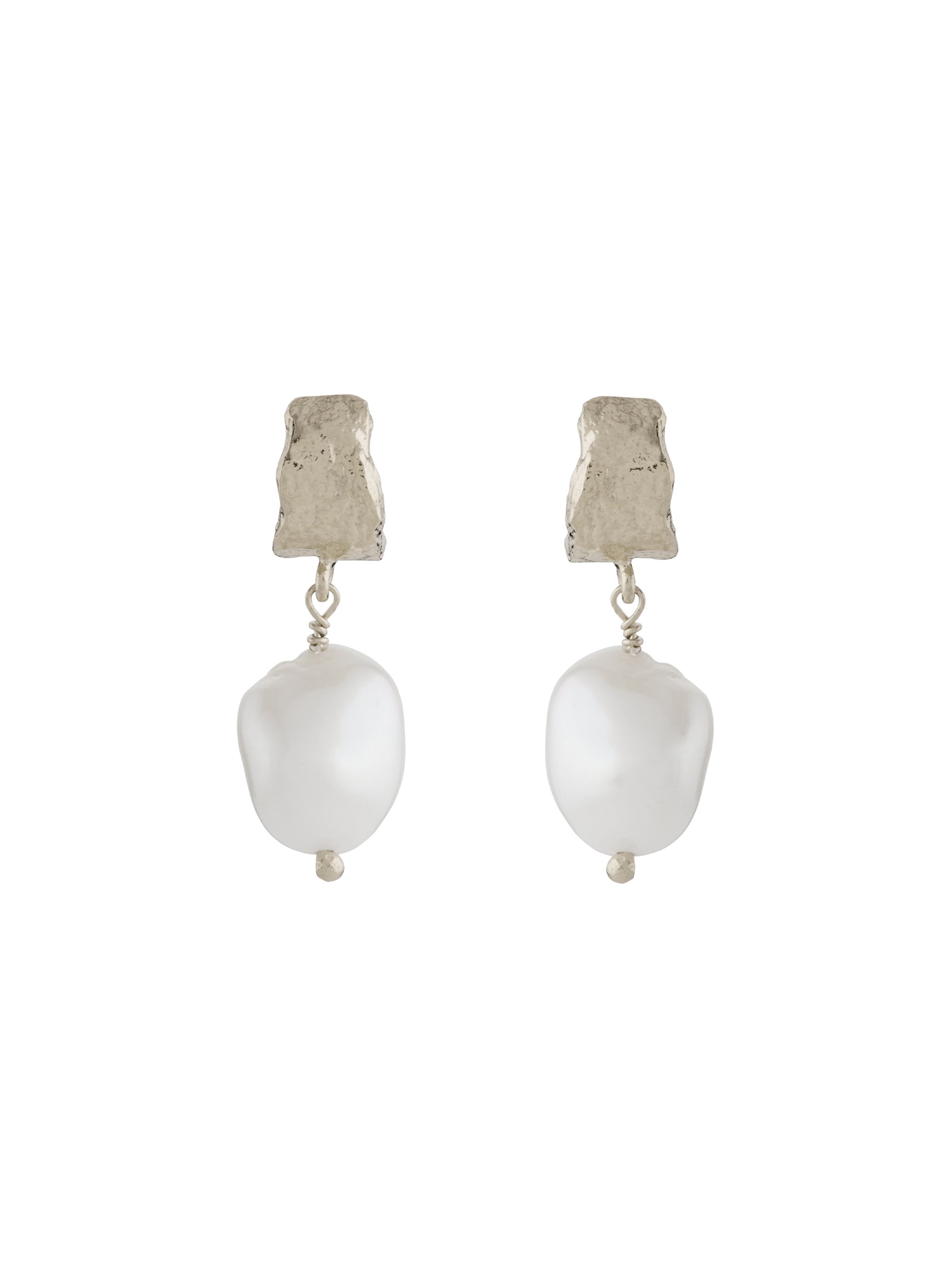 Bark Huggie Hoops with Baroque Pearls - image 7 | silver