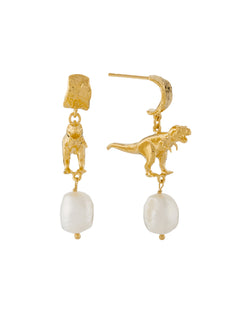 Tyrannosaurus Rex and Baroque Pearl Drop Earrings