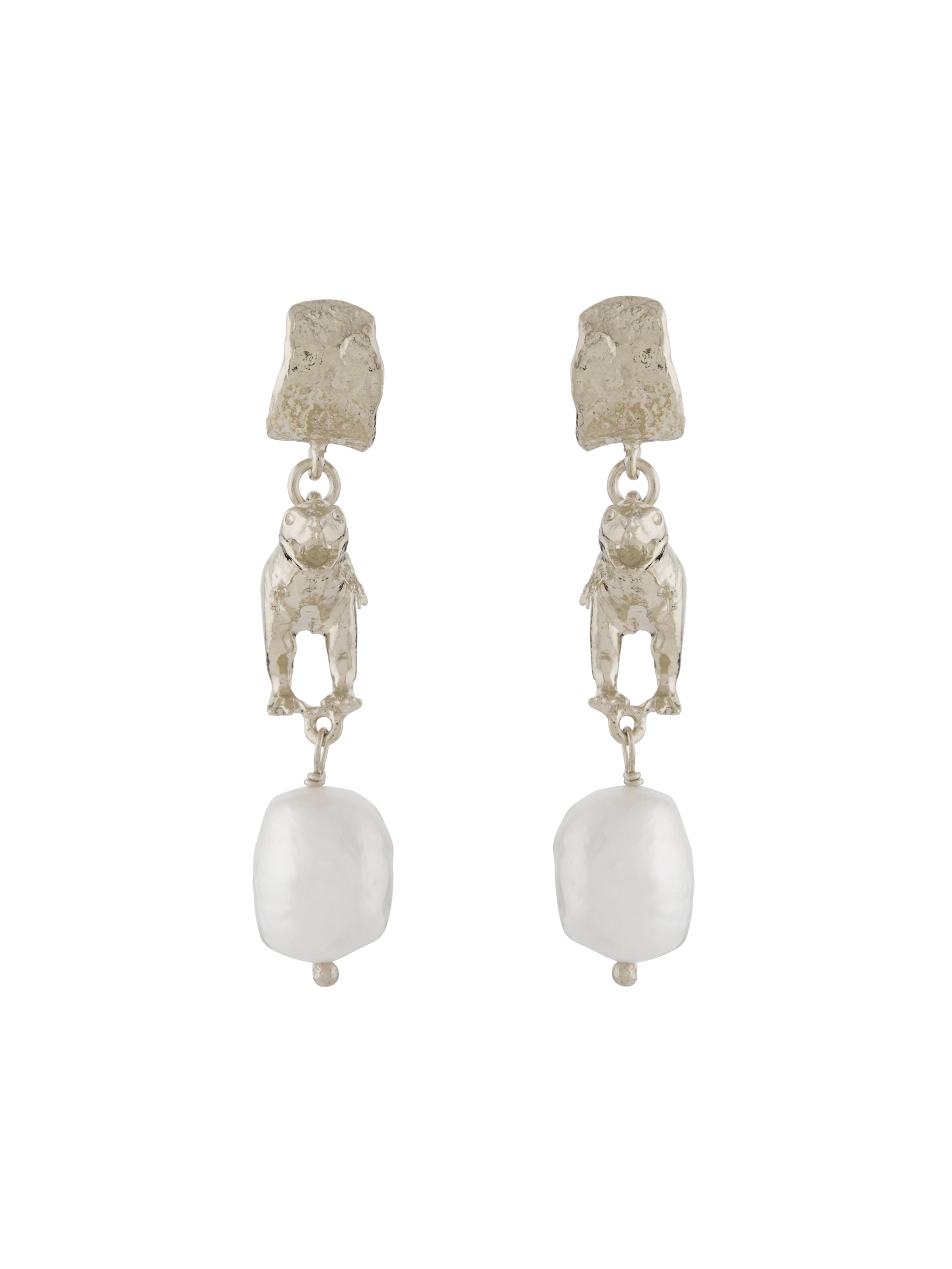 Tyrannosaurus Rex and Baroque Pearl Drop Earrings - image 8 | silver