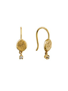 Horsetail Fossil Nugget Earrings with Hanging Diamond
