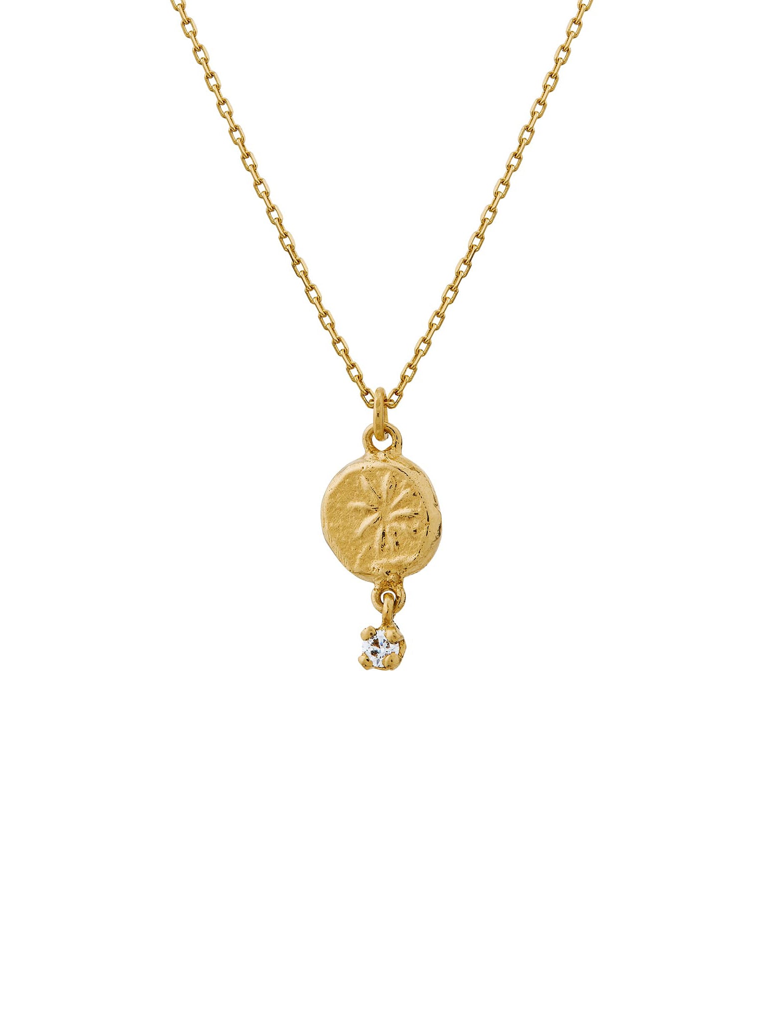 Horsetail Fossil Nugget Necklace with Hanging Diamond - image 1 | 18ct yellow gold